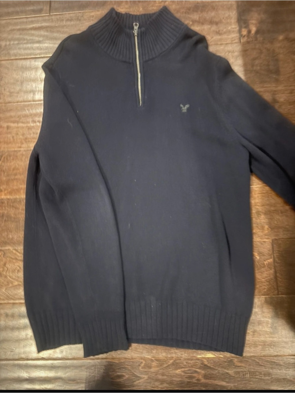 American Eagle Outfitters Men's Navy Half-Zip Mock Neck Sweater